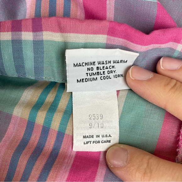 Vintage Miss B Pink Blue Plaid Short Sleeve Button Down Shirt Top Women 9/10 - Picture 3 of 7